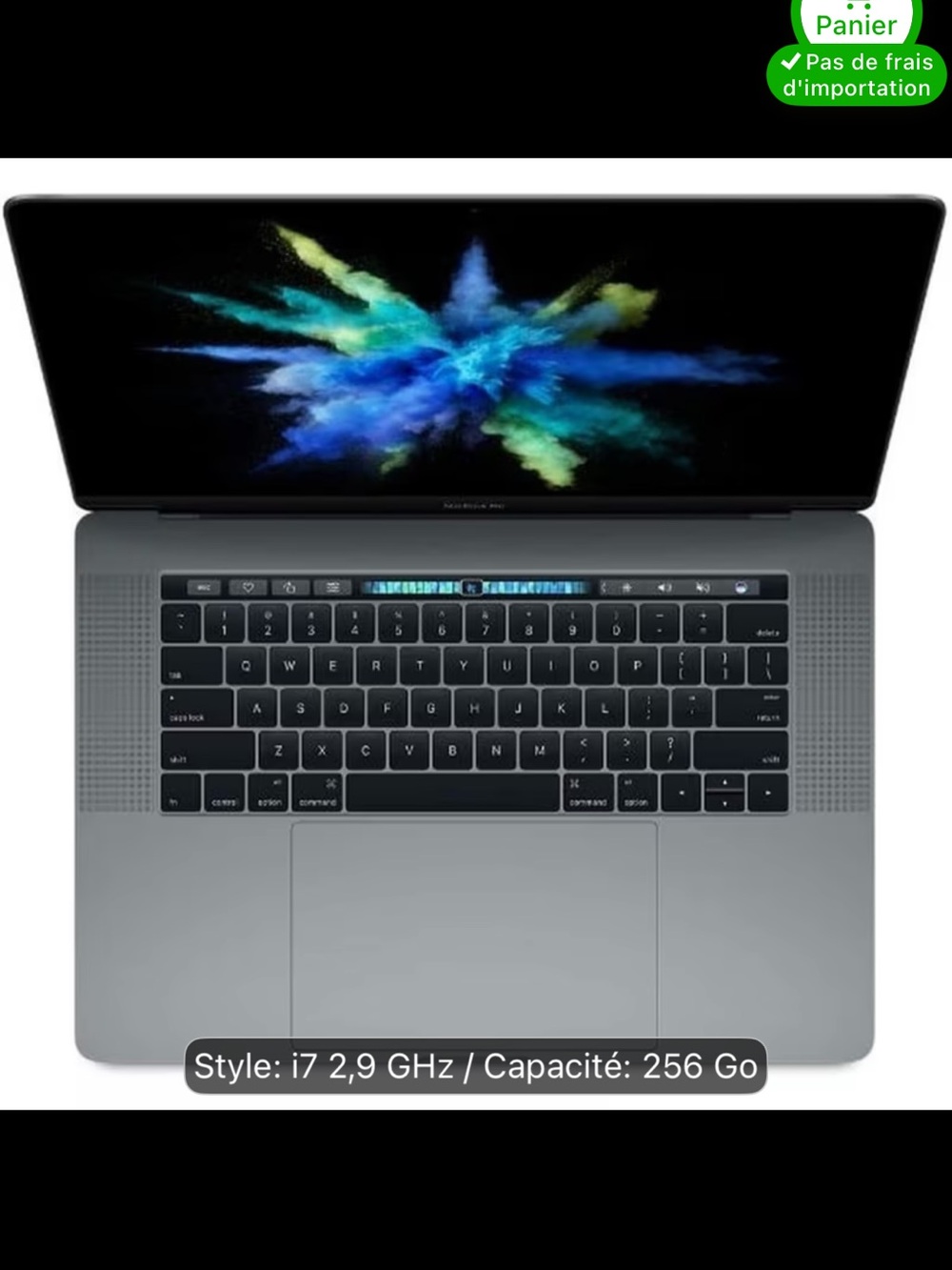 Apple MacBook Pro Gray Aluminum with Black Keyboard and Touch Bar